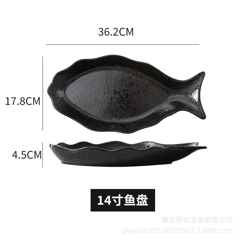 Fish plate ceramic steamed fish plate creative fish plate for home chopped pepper fish head special new arrival large fish plate wholesale