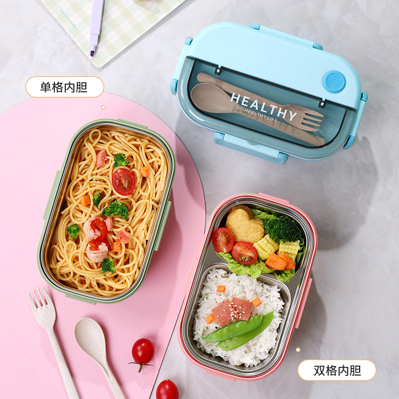 304 stainless steel lunch box can be heated in microwave oven, and office workers bring rice-tight bento boxes to seal the new lunch boxes.