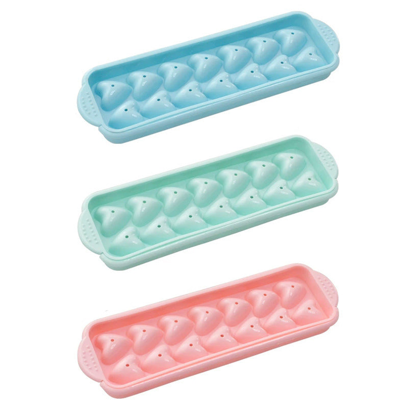 14-compartment small ice ball maker with lid, double-layer plastic ice cube tray, round heart-shaped ice mold, creative ice cube maker, ice maker