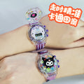 Kids' gift girls' electronic watch - stellalou, kuromi, hello kitty glitter luminous music flip cover rotating watch