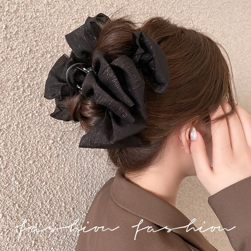 Mesh pleated gripper for women 2026new arrival full back hairpin shark clip beautiful high-end hair gripper headwear