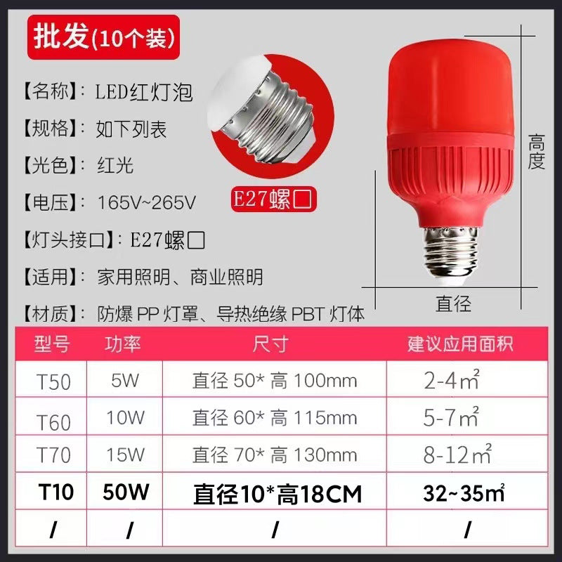 LED red lantern light bulb, festive red lantern energy-saving light bulb, New Year's festival lighting red light bulb