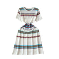 Small fresh stripesdress female summer french style retrosense of design age reduction sweet ethnic style knitting skirt