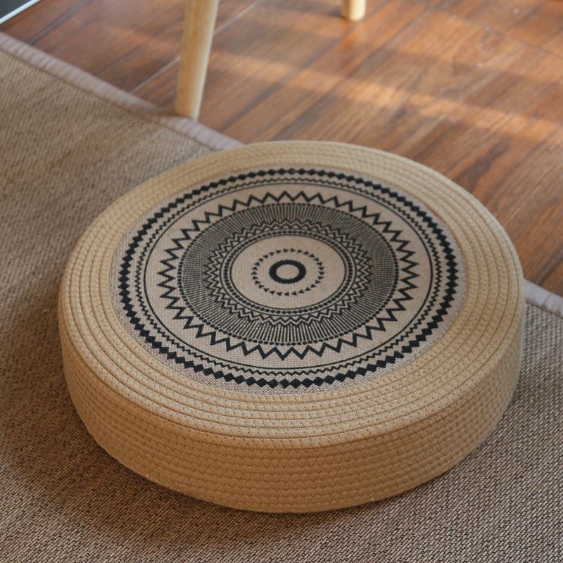 Futon pouf, tatami floor, bay window, retro coffee table, pouf, living room floor cushion, hemp rope meditation stool