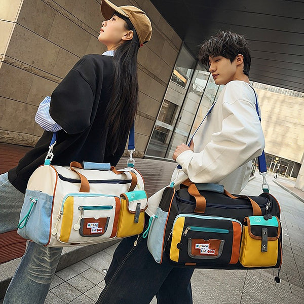 Travel bag Women's large-capacity maternity bag can be put on trolley case Luggage additional bag Dry and wet separation Portable fitness bag Men's