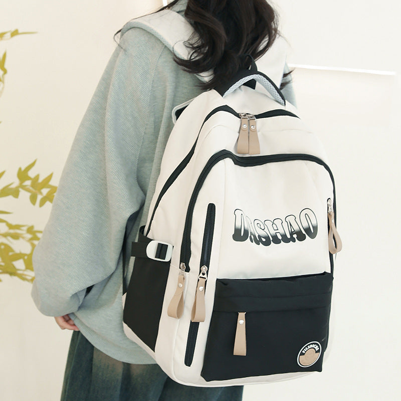 Spring and summer new high school students large-capacity schoolbag lightweight weight backpack primary school students simple and strong backpack