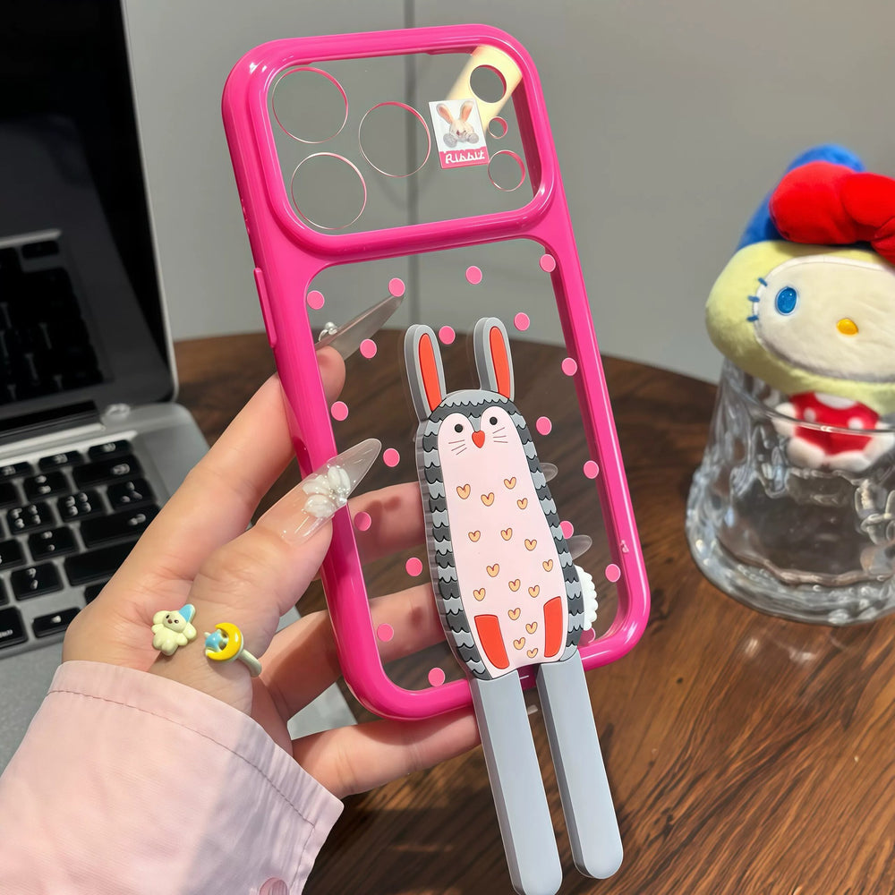 Suitable for iphone 17 pro, starry sky case, coffee cat cartoon, long-legged eagle rabbit stand, iphone 16 phone case