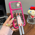 Suitable for iphone 17 pro, starry sky case, coffee cat cartoon, long-legged eagle rabbit stand, iphone 16 phone case