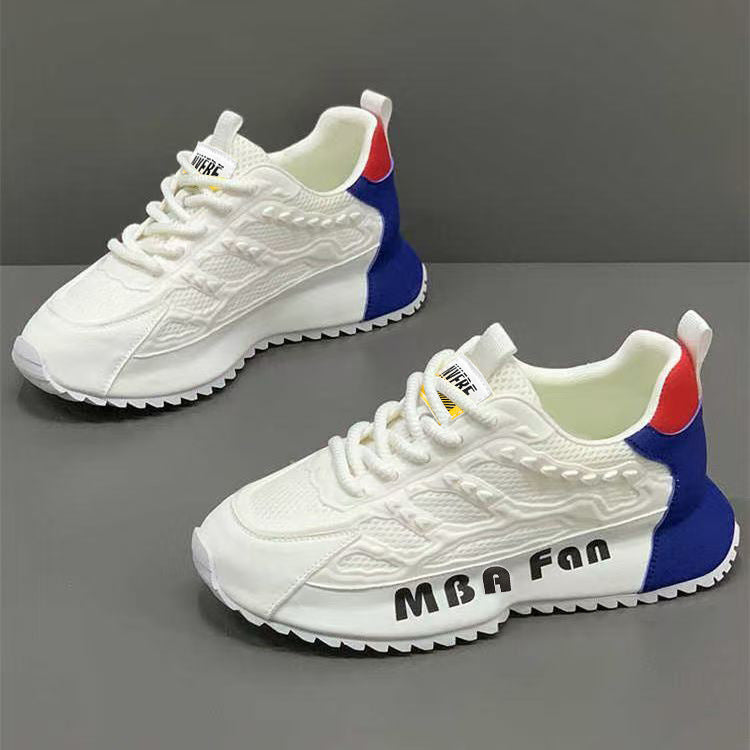 Men's shoes 2025 new winter mesh versatile breathable athletic casual white sneakers height increasing running dad shoes