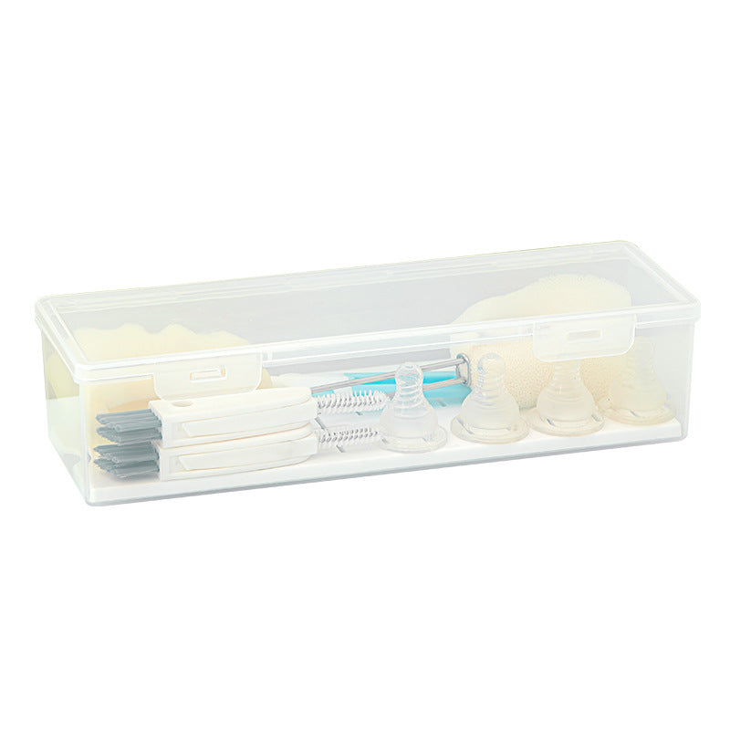 Plastic bottle pacifier grid storage box with lid dustproof desktop transparent molar stick baby toothpaste storage box