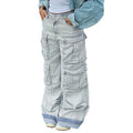 European and american style straight-leg pants  american cross-border women's clothing fashionretro multi-pocket mopworkwearjeans