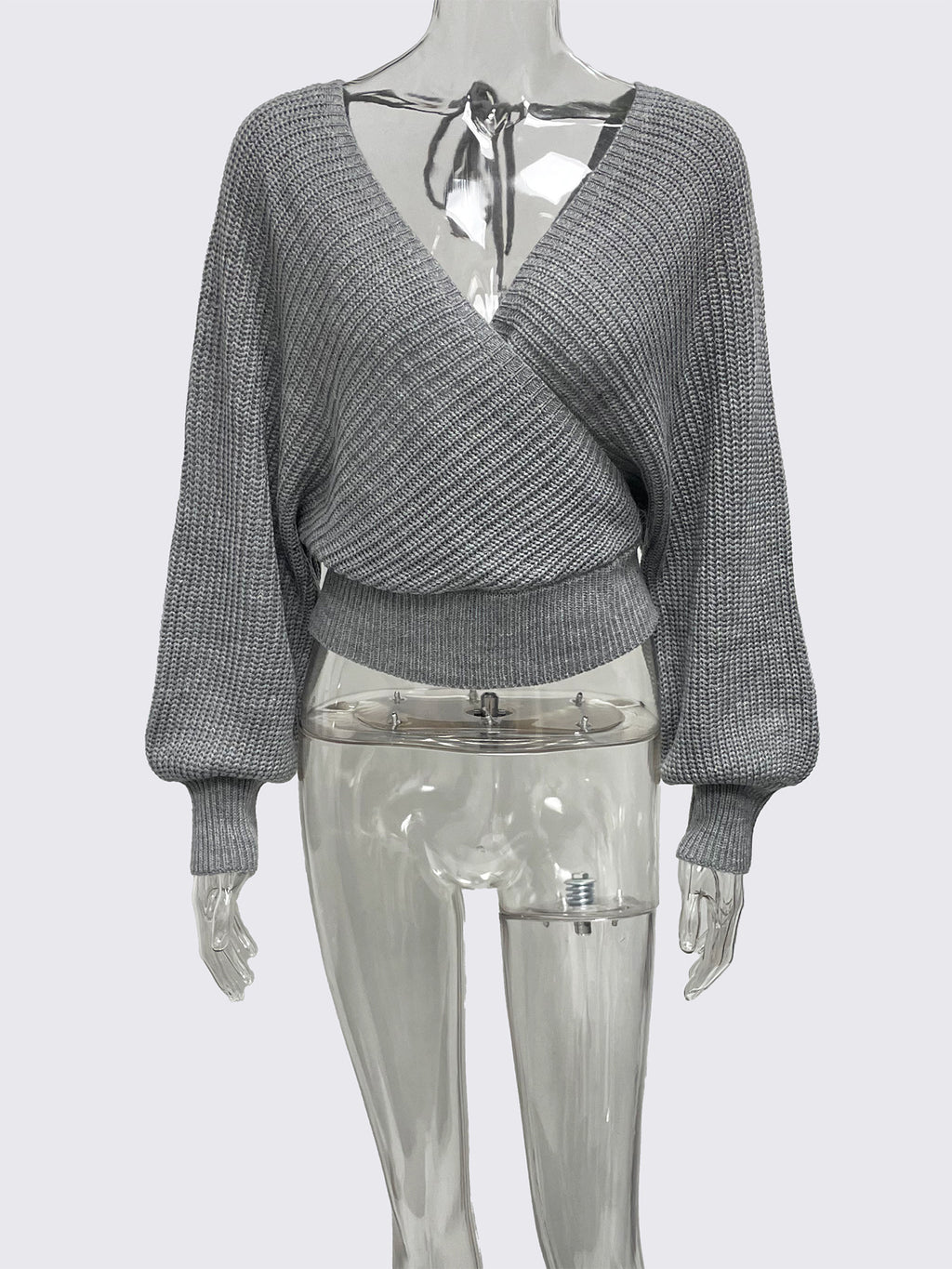 Cross-border Europe, America 2025 autumn and winter fashion casual women's clothing waist V-neck long-sleeved pullover inside and outside knitted sweater