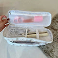 Portable hair dryer storage bag - thickened, stylish, quilted design for curling irons, flat irons, and other hair styling tools