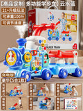 Blue 5-in-1 baby walker [push, walker, 2-speed adjustment] + rechargeable battery
