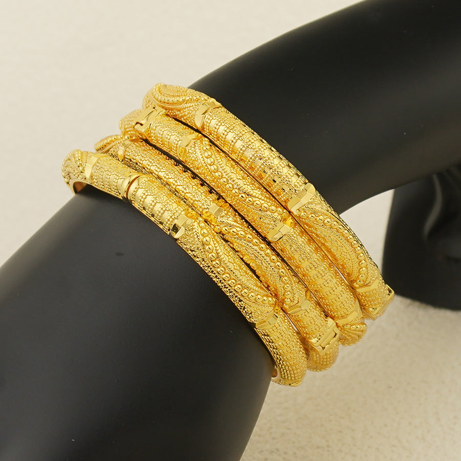 middle eastern 24k gold-plated copper sanskrit bangle for women, suitable for brides, weddings, parties, and everyday wear