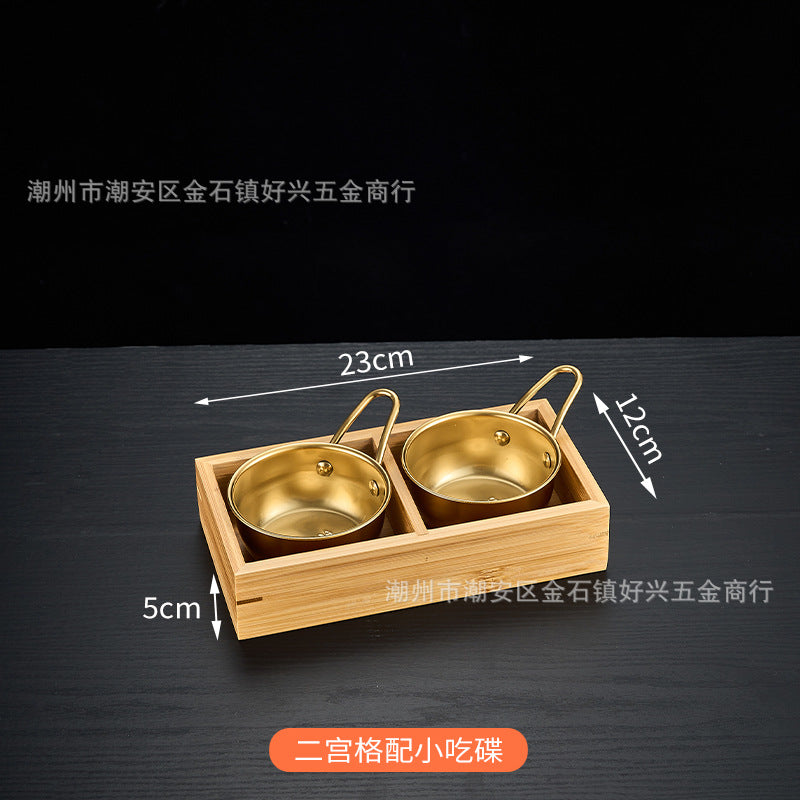 Creative nine-square grid tableware commercial hot pot restaurant barbecue restaurant beef vegetable platter bamboo tray divided grid dinner plate