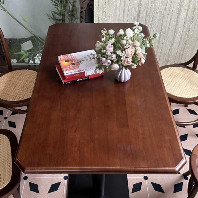 American retro solid wood square table and chair set - ideal for cafes, bubble tea shops, dessert parlors, western restaurants, and cocktail bars - commercial grade table