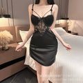 Sexy lingerie, sexy lace cross-section pajamas, uniform, temptation, see-through, passionate, pure desire nightgown, home wear 502