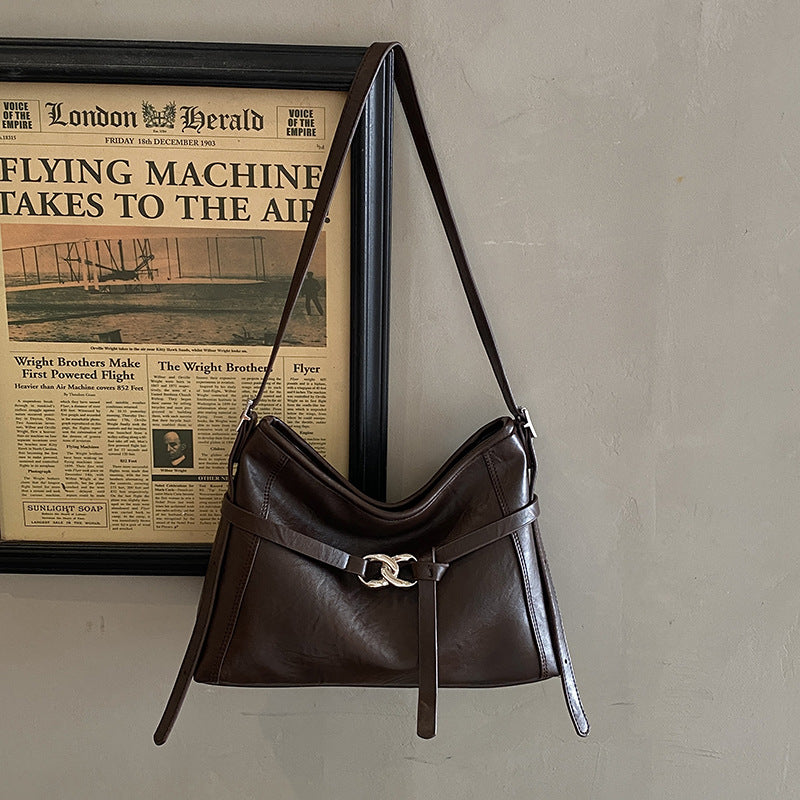 large-capacity bag women's 2025new arrivalfall and winterretro shoulder bag trendy work clothing tote bag women's bag