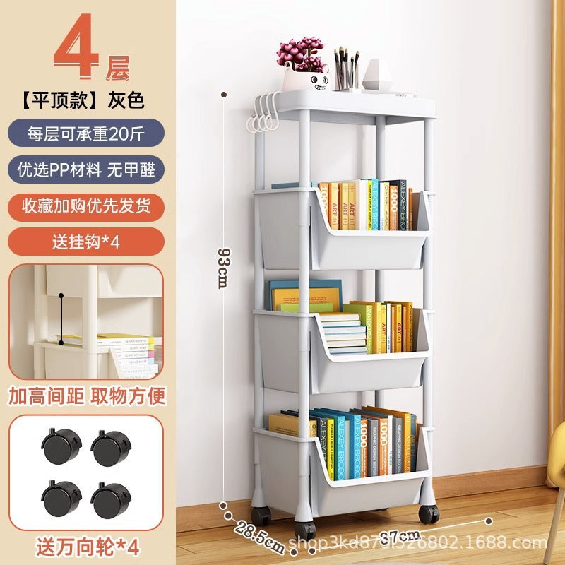 Removable bookshelf Shelf Children's toys Snack storage rack Multi-layer household trolley Floor-to-ceiling simple bookcase