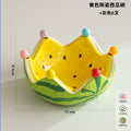 Creative ceramic orange fruit plate salad bowl for home living room stainless steel fork ins good-looking storage bowl