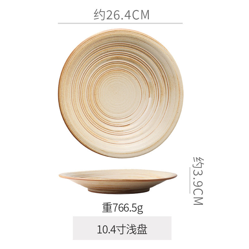 Vintage chic ceramic dinnerware - restaurant & hotel grade, unique ribbed design, steak & western cuisine plates, high-style deep dishes for home use