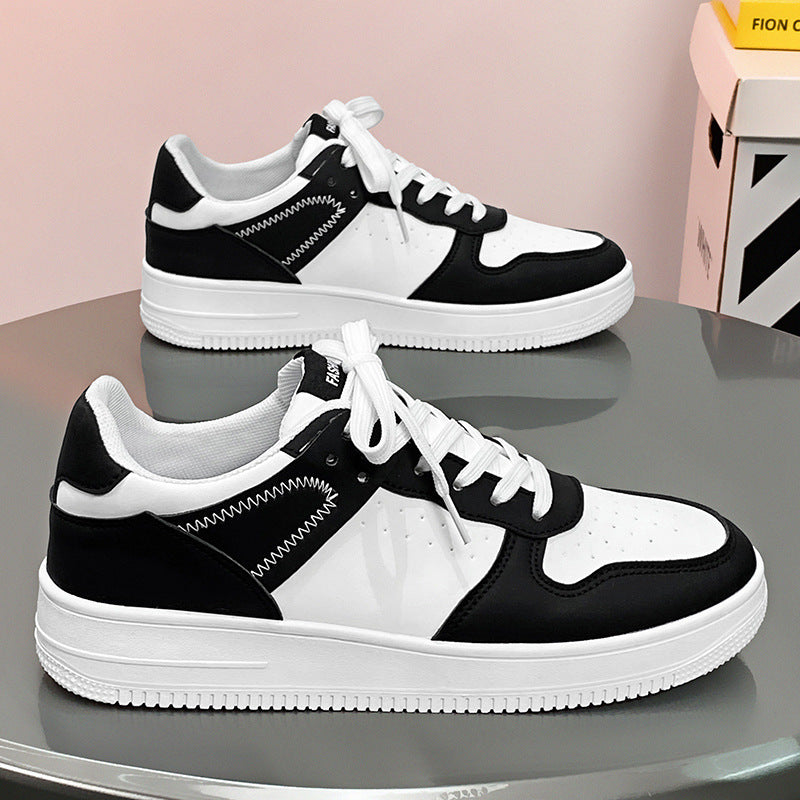 Men's 2026 spring breathable low-top white sneakers: trendy skate shoes for teens, versatile casual athletic footwear
