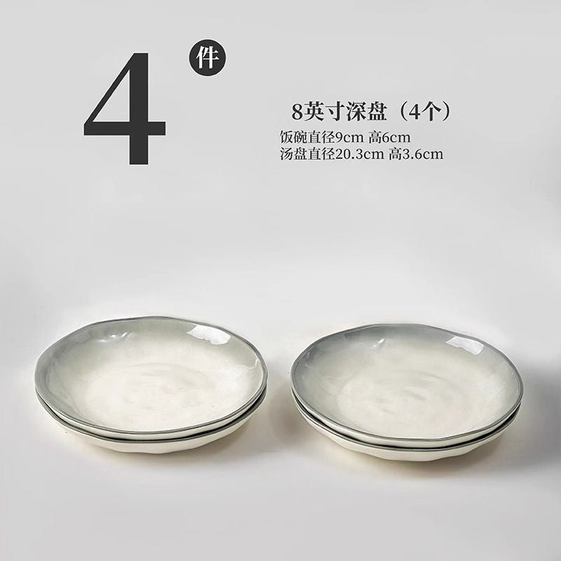 Ceramic rice bowl for home2025new arrival underglaze color classy sense tableware eating bowl plate dish suit small bowl