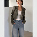 autumn new women's short fashion outerwear high-waisted cropped blazer - new high-end versatile spring style