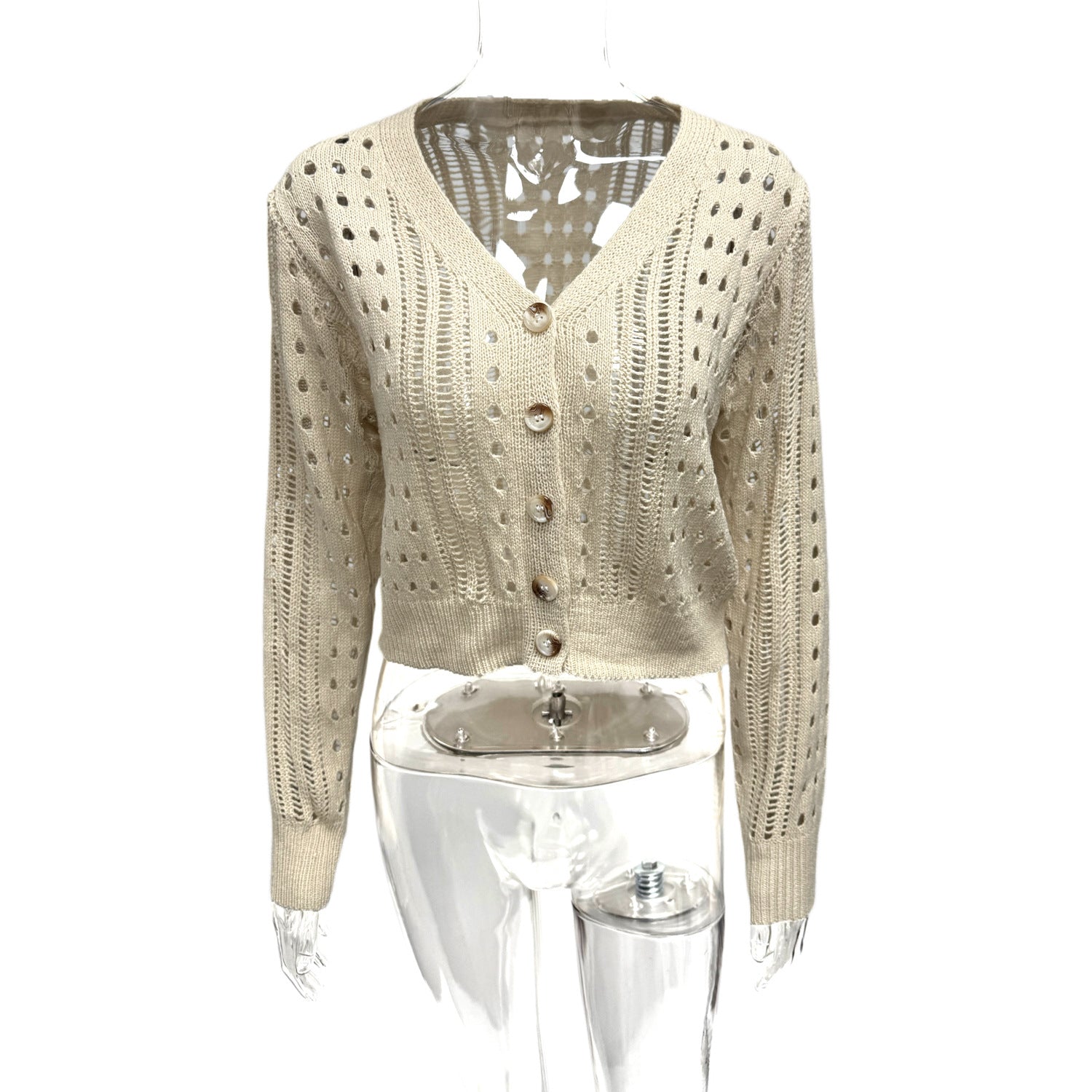 Europe, America and the United States  2025 new women's clothing knitted sexy hollow cardigan short coat one piece hair