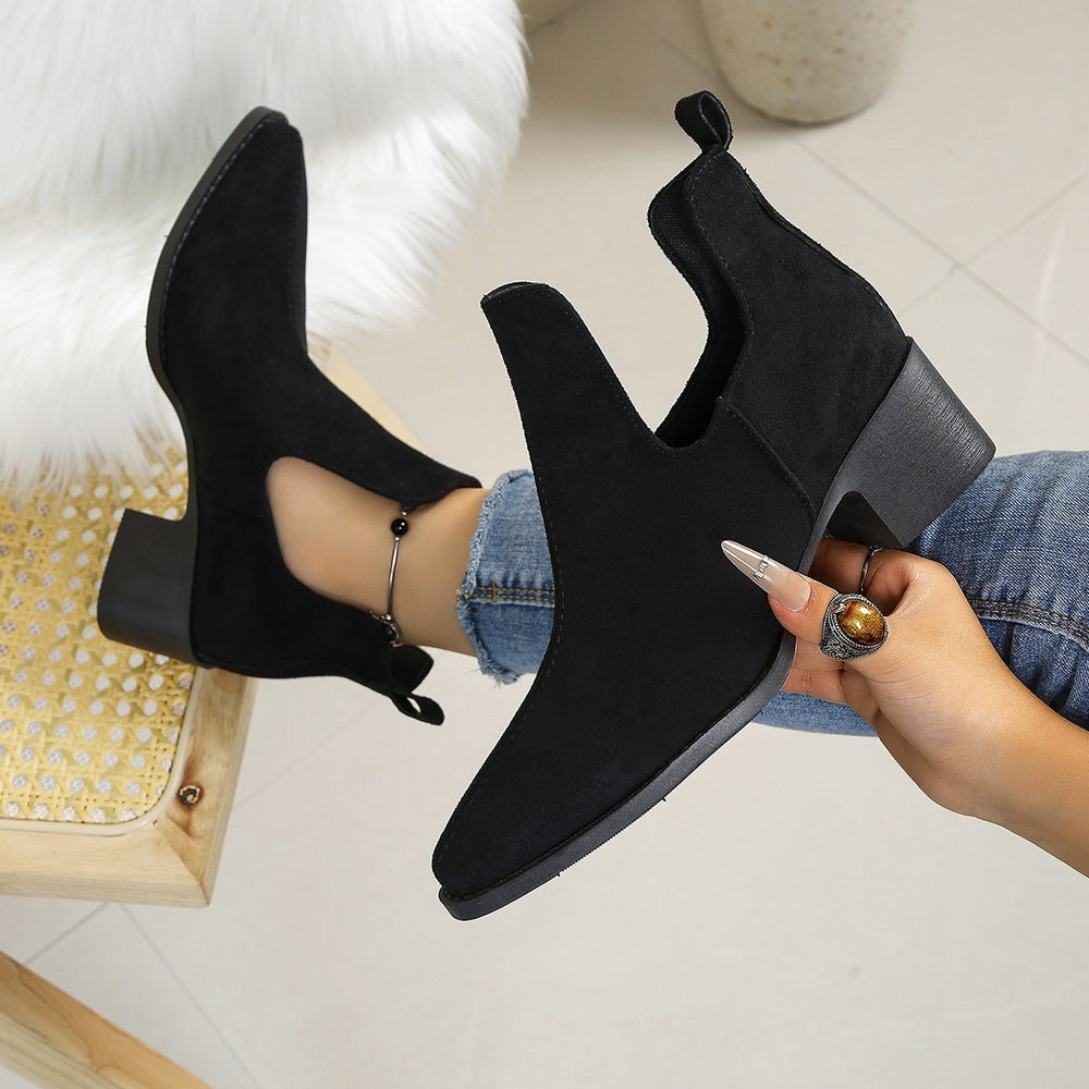 Exportplus sizefall and winternew arrival pointed toe chelsea boots thick heel boots women's suede british style fashion boots