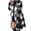 2025 new european and american autumn collection women's lapel long sleeve open front plaid longline loose casual coat