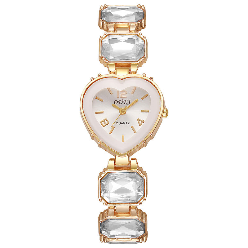 New arrival small sugar cube quartz watch cross-border hot selling heart-shaped elegant women's watch high-value women's bracelet watch