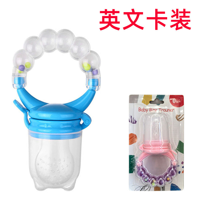 English card baby bite music silicone mesh bag pacifier bell sound fruit and vegetable music fruit food supplement device