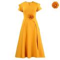 D3367 women's summer new arrival: european and american style elegant plus size midi high waist a-line african dress