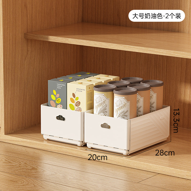 Retractable storage box Living room Kitchen cabinet Seasoning storage box Drawer Folding rectangular snack desktop storage basket