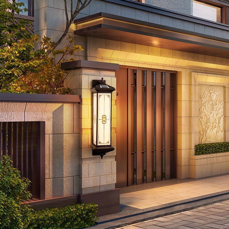 【30-year durability】waterproof solar wall light - chinese style for courtyard, gate, hallway pillar, balcony, villa, and roman column lighting