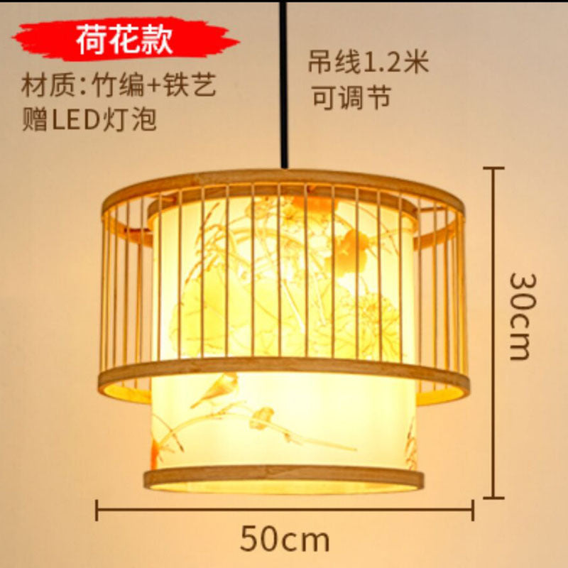Japanese chandelier restaurant light tatami light new Chinese bamboo lamp zen light tea room light Chinese style bamboo art lighting