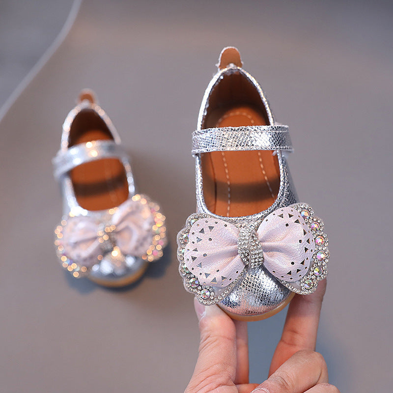 New girls' leather shoes princess shoes baby flats spring and autumn children's leather shoes soft sole baby girl square toe shoes low-cut shoes