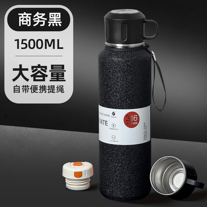 316l stainless steel vacuum insulated thermos - all steel construction, large capacity, portable for men's outdoor travel, hiking, and mountaineering