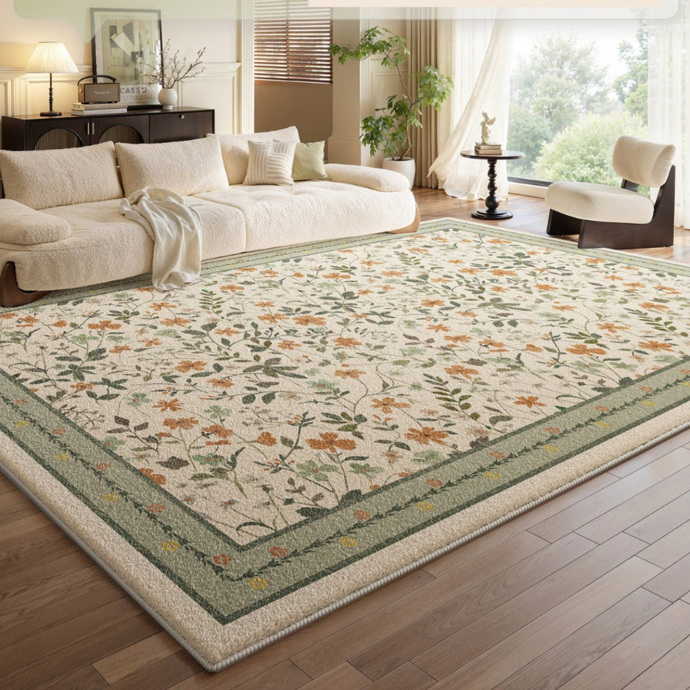 Carpet living room no-wash and wipeable medieval cream style soundproof bedside bedroom non-slip sofa floor mat full coverage large area