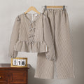 European and american cross-border girls' spring  collection: independent website &  new arrival - tie-up bow long sleeve top and pants set