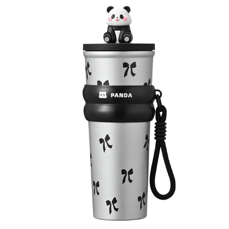 Iced americano straw insulated tumbler - large capacity water bottle for women - stylish ice bucket cup - new cold-keeping cup with handle