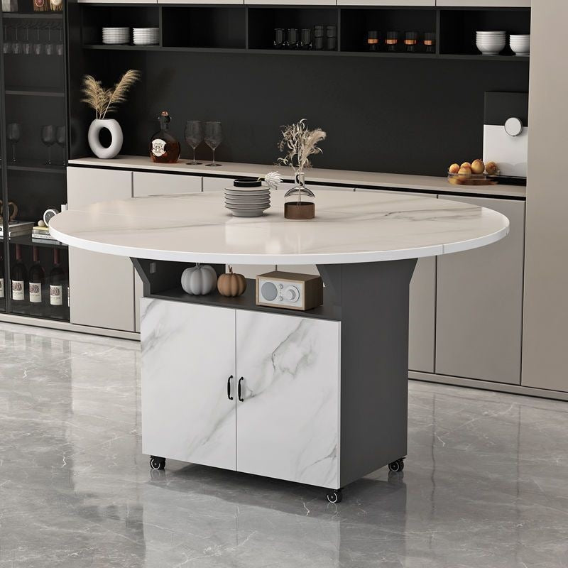 Movable foldable dining table small apartment for home rectangular foldable island table multifunctional storage storage sideboard