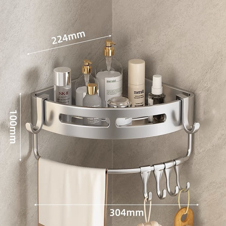 No-drill bathroom shelf - wall mounted corner basket for towels, soap, and more