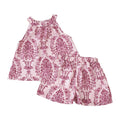 Girls' outfit: cross-border children's clothing,  summer new arrivals, girls' vintage print sleeveless top and shorts two-piece set
