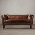 First-layer cowhide sofa, living room, chinese ancient style, small apartment, retro oil wax leather, three-person sofa
