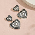 Wholesale 3d double-layer heart earrings - european & american cross-border retro trendy stud earrings for women - light luxury high-end heart-shaped earrings