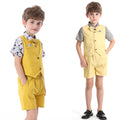 Export children's clothing boys suitnew arrival floral shirt vest overalls kids gentleman dress children's day costume