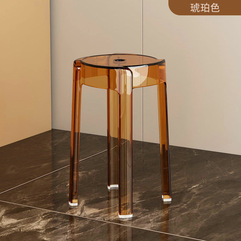 Acrylic plastic stool can be stacked household thickened modern simple stacked transparent chair windmill round rubber bench